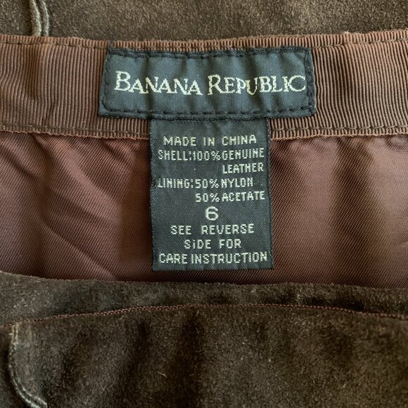Banana Republic Genuine Leather Dark Brown Suede Wrap Skirt - Picture 4 of 6